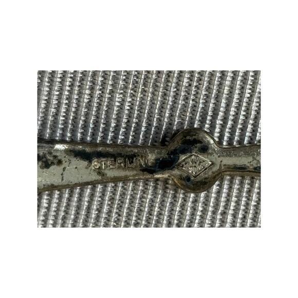 Vintage Sterling Silver Blue Enamel Seed Pearl Art Deco Bar Pins #56636 - Picture 5 of 11